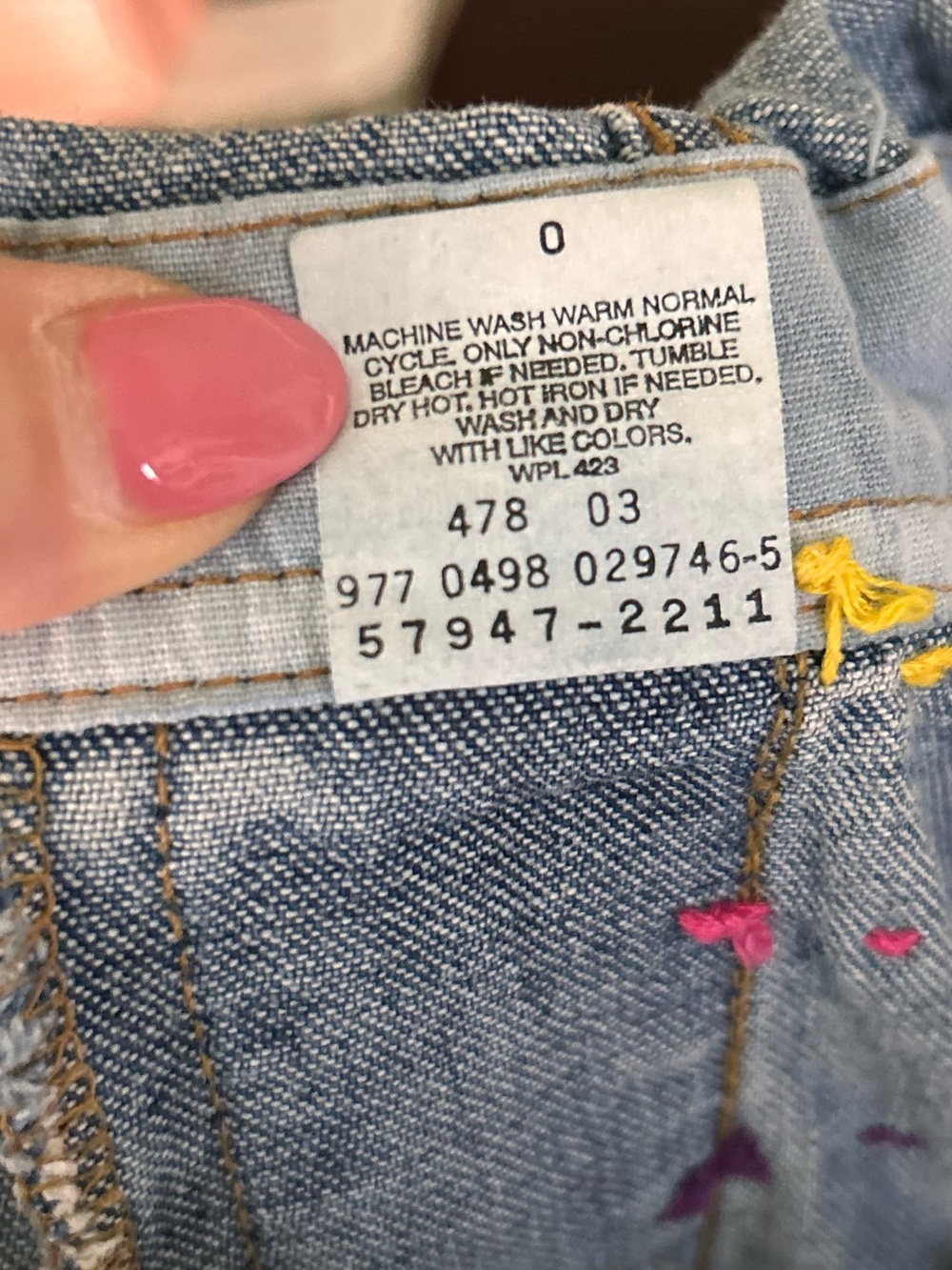Vintage Levi’s Embroidered Denim Jean Overalls Sz L - Picture 16 of 16